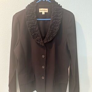 Danny & Nicole Elegant Blue Ruffled Blazer